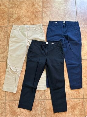 GAP Cotton Slim Cropped Chino Pants - 3 pack! Size 12L in khaki, navy and black
